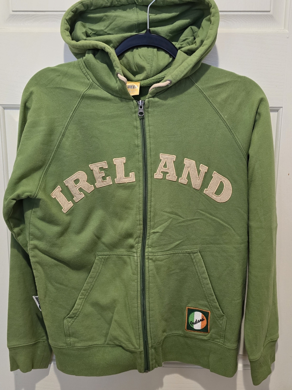 Croker Ireland Full Zip Hoodie Green Irish Flag Patch Sweatshirt Men’s Small